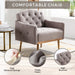 COOLMORE Modern Accent Chair with Arms, Tufted Decorative Fabric Armchair with Gold Metal Legs, Upholstered Reading Chair for Living Room Bedroom Office (Grey Teddy)