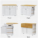 48inch Large Kitchen Island with 2 Bar Stools, Power Outlet, Door Internal Storage Rack, Kitchen Storage Cart on 5 Wheels with Drop Leaf, 5 Open Side Racks, 2 Drawers,for Kitchen,Dining Room,White - DTYStore