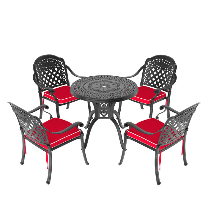 (Cushions In Random Colors)5-Piece Set Of Cast Aluminum Patio Furniture With Cushions - DTYStore