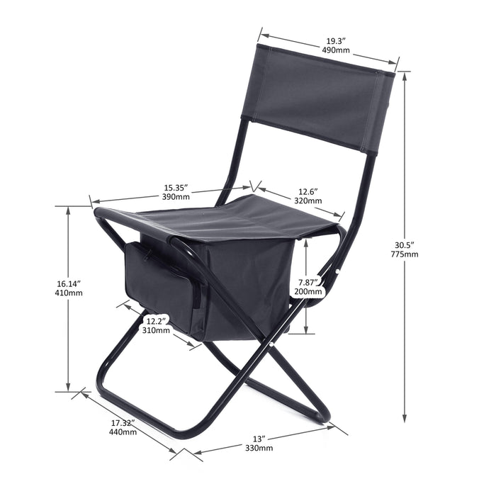 2-piece Folding Outdoor Chair with Storage Bag, Portable Chair for Indoor and Outdoor Use