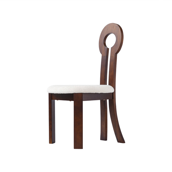 Vintage Rubber Solid Wood Dining Chair, Sheep Plush Dining Chair, Armless Dining Chair, Suitable For Small Home Dressing Room Model Room, Natural(Set Of 2) - DTYStore