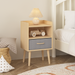 2PC Nightstand With Collapsible Fabric Drawer, 2-Tier Storage End Table, Wood Side Table with Storage Cabinet for Bedroom, Living Room - Oak - DTYStore
