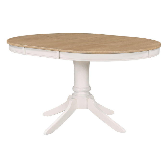 5-Piece Retro Functional Dining Table Set with Round Extendable Table and 4 Chairs