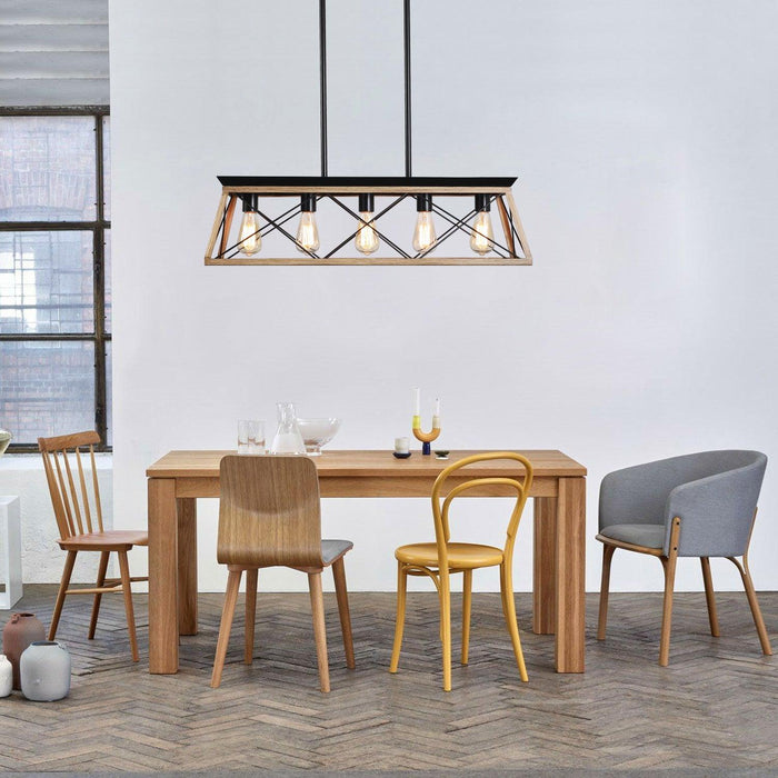 5-Light Farmhouse Chandeliers For Dining Room Oak(No Bulbs)