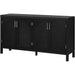 TREXM Large Storage Space Sideboard with Artificial Rattan Door and Metal Handles for Living Room and Entryway (Black)