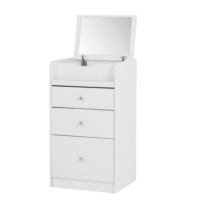 Small Vanity Desk with Mirror - White Makeup Vanitys Set Make up Table with Chair, Drawers, Mini Space Saving Cute Dressing Table for Girls Bedroom Living room