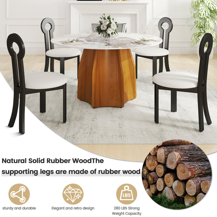 Vintage Rubber Solid Wood Dining Chair, Sheep Plush Dining Chair, Armless Dining Chair, Suitable For Small Home Dressing Room Model Room, Black(Set Of 2) - DTYStore