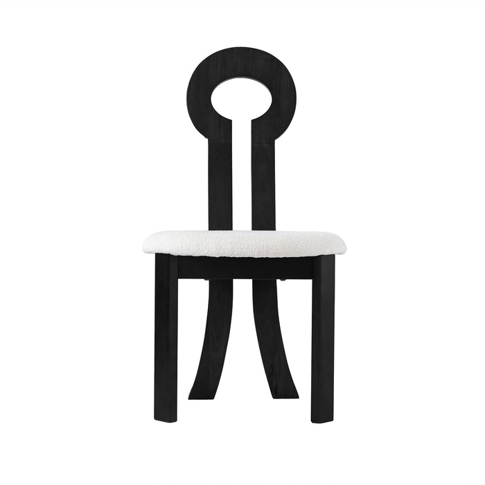 Vintage Rubber Solid Wood Dining Chair, Sheep Plush Dining Chair, Armless Dining Chair, Suitable For Small Home Dressing Room Model Room, Black(Set Of 2) - DTYStore