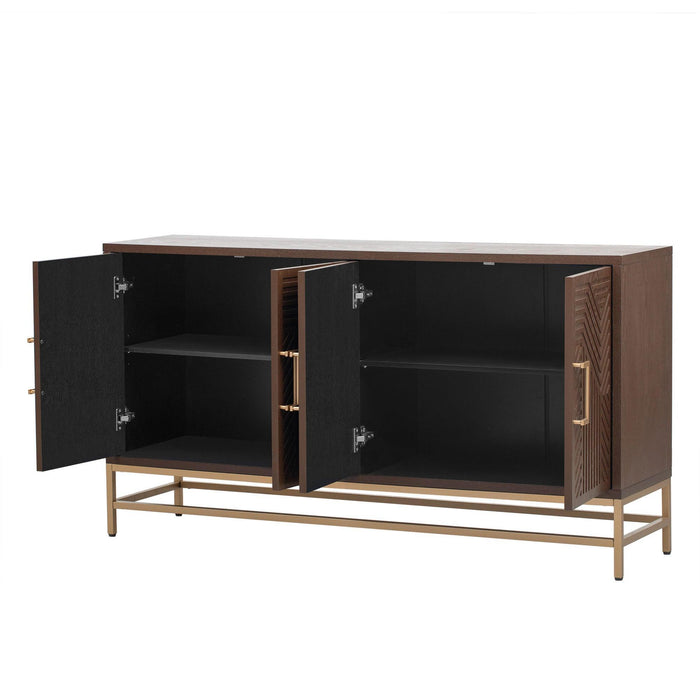 Retro Style Sideboard with Adjustable Shelves, Rectangular Metal Handles and Legs for Kitchen, Living Room, and Dining Room