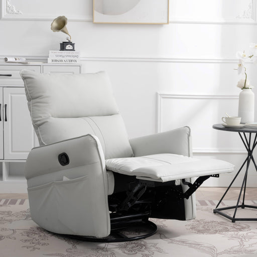 Rocking Recliner Chair,360 ° Swivel Nursery Rocking Chair,Glider Chair,Modern Small Rocking Swivel Recliner Chair for Bedroom,Living Room Chair Home Theater Seat,Side Pocket(Light Gray+360°Swivel) - DTYStore