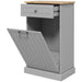 Kitchen Tilt Out Trash Bin Cabinet Free Standing Recycling Cabinet Trash Can Holder With Drawer, Gray