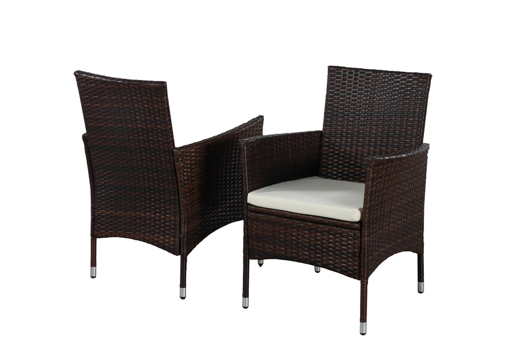 5-Pieces PE Rattan Wicker and Metal Patio Dining Set with Beige Cushions - DTYStore