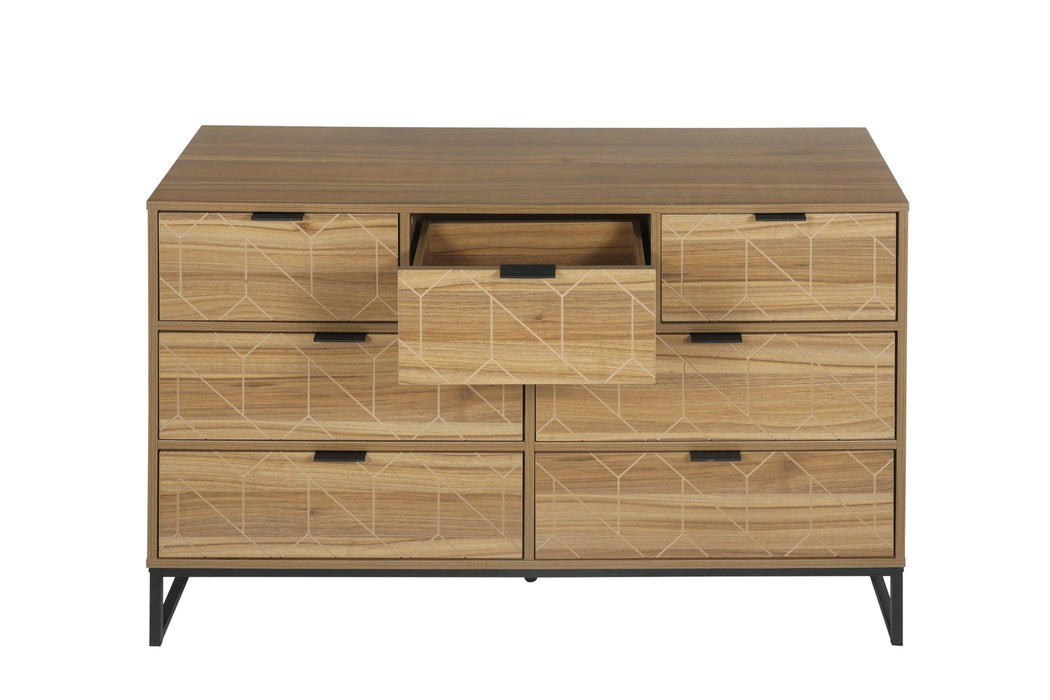 Modern 7 Drawer Dresser Wood Cabinet (Walnut)