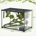 14 Gallon Reptile Glass Terrarium Tank with Decor Kit, Breeding Box Full View with Visually Appealing Sliding Screen Top for Lizards, Frogs, Snakes, Spiders, 20" x 12" x 14", Black - DTYStore