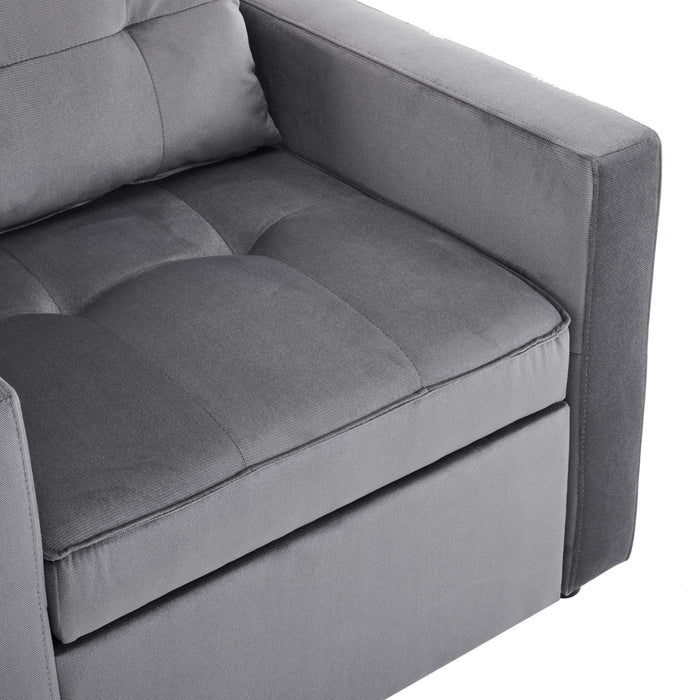 Convertible Sleeper Sofa Chair Bed with Pillow & Pocket, 3-in-1 Sofa Bed Sleeper Chair in Modern Velvet Fabric for Living Room, Bedroom, Study, Apartment, Gray - DTYStore