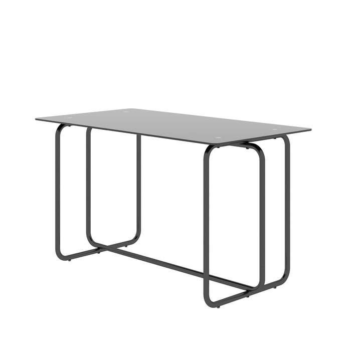 Rectangle Dining Table with Metal Frame, Tempered Glass for Kitchen Room