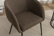 039-Set of 1 Boucle Fabric Dining Chair With Black Metal Legs,Dark Brown - DTYStore