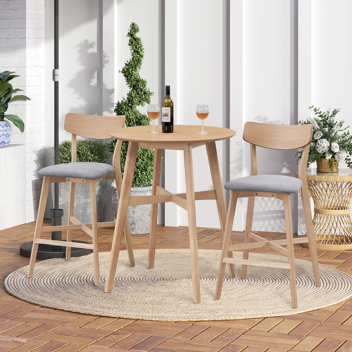 Wooden Bar Chairs Set of 2, Modern Soft Upholstered Kitchen Island Chairs, Counter Height Stool with Backrest,Wooden Frame Chairs with Footrest for Pub,Living Room,Restaurant,OAK - DTYStore