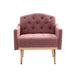 COOLMORE Modern Accent Chair with Arms, Tufted Decorative Fabric Armchair with Gold Metal Legs, Upholstered Reading Chair for Living Room Bedroom Office (Brush Pink Teddy)