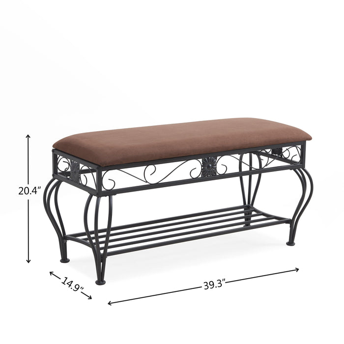 Shoe Rack Bench for Entryway, Industrial Bench, Rustic Shoe Rack for Small Spaces, Upholstered Entryway Bench, Multipurpose Entryway - DTYStore