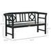 Outsunny Wooden Patio Bench, Outdoor Garden Bench with Backrest and Armrests, 3 Person Porch Bench with Rustic Country Diamond Pattern, Black - DTYStore