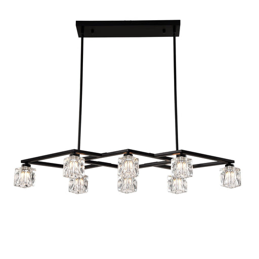 Matte Black Crystal Chandelier for Dining Room, 8-Light Kitchen Chandelier Light Fixture Modern Metal Industrial Chandeliers for Farmhouse Entryway Living Room (8*G9 Bulbs Included) - DTYStore