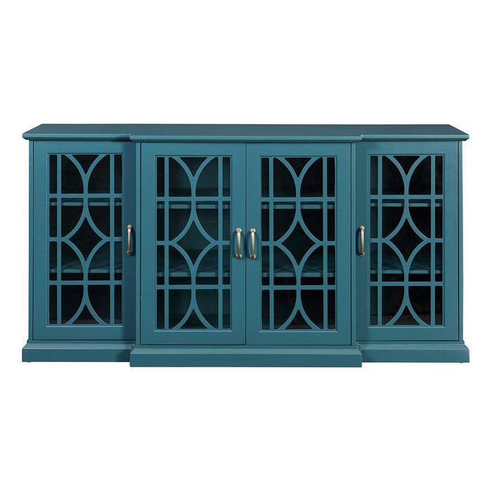 63" TV Stand, Sideboard Buffet ,Storage Cabinet, Teal Blue