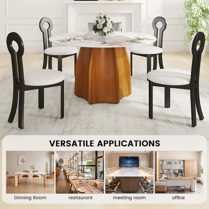 Vintage Rubber Solid Wood Dining Chair, Sheep Plush Dining Chair, Armless Dining Chair, Suitable For Small Home Dressing Room Model Room, Black(Set Of 2) - DTYStore