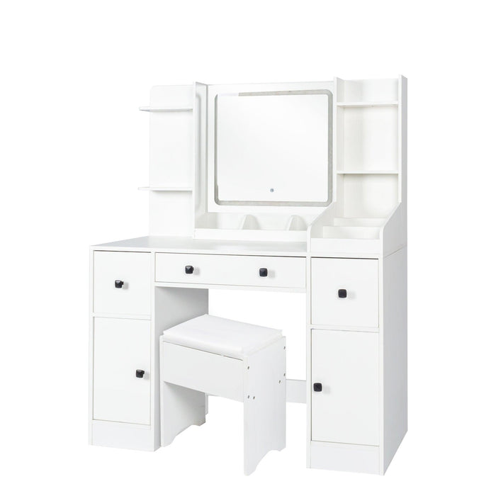 Vanity Desk with Mirror and Lights Makeup Desk with Drawers and Cabinet Vanity Table with Led Light Big Makeup Table