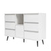 Living Room Sideboard Storage Cabinet White High Gloss with LED Light, Modern Kitchen Unit Cupboard Buffet Wooden Storage Display Cabinet