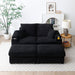 Loveseat with Ottomans,Corduroy Fabric Modular Sectional Sofa,Comfy Deep Plush Couch with Ottomans and Two Pillows,for Small Spaces, Living Room,Bedroom, Office, 5 Colors,Black