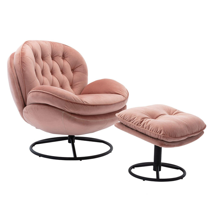 Accent chair TV Chair Living room Chair Pink sofa with Ottoman - DTYStore