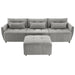 113.3" Convertible Sectional Sofa Couch 3-Seat L-Shaped with Movable Ottoman and USB