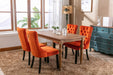 Nikki Collection Modern, High-end Tufted Solid Wood Contemporary Velvet Upholstered Dining Chair with Wood Legs Nailhead Trim 2-Pcs Set, Orange