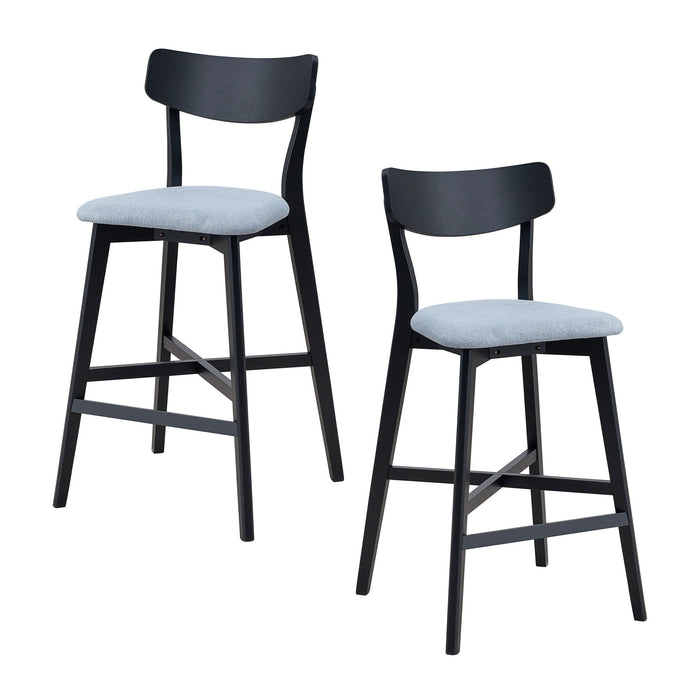 Wooden Bar Chairs Set of 2, Modern Soft Upholstered Kitchen Island Chairs, Counter Height Stool with Backrest,Wooden Frame Chairs with Footrest for Pub,Living Room,Restaurant,Black - DTYStore