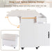 Kitchen Island with Trash Can Storage Cabinet, Kitchen Cart with Drop Leaf, Spice Rack, Towel Rack and Drawer, Rolling Kitchen Island on Wheels with Adjustable Shelf, White - DTYStore