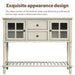 Sideboard Console Table with Bottom Shelf, Farmhouse Wood/Glass Buffet Storage Cabinet