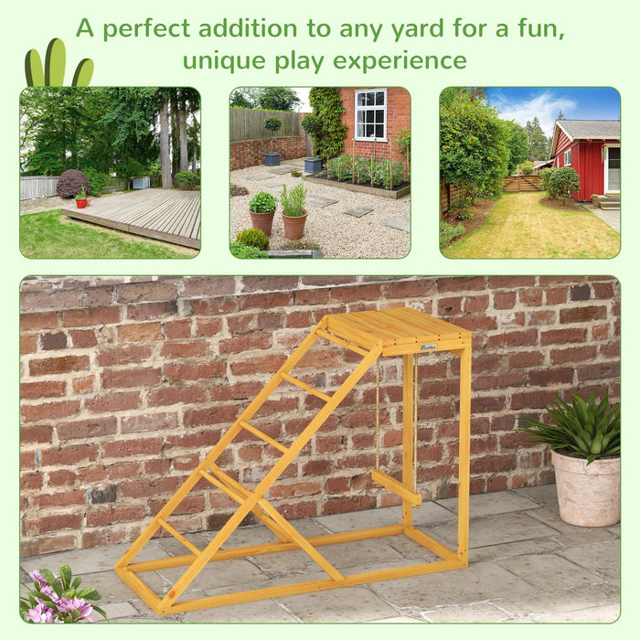 Chicken Activity Play for Healthy & Happy Animals, Swing Set with Chicken Perches & Hen Ladder, Chicken Coop Toy, Yellow