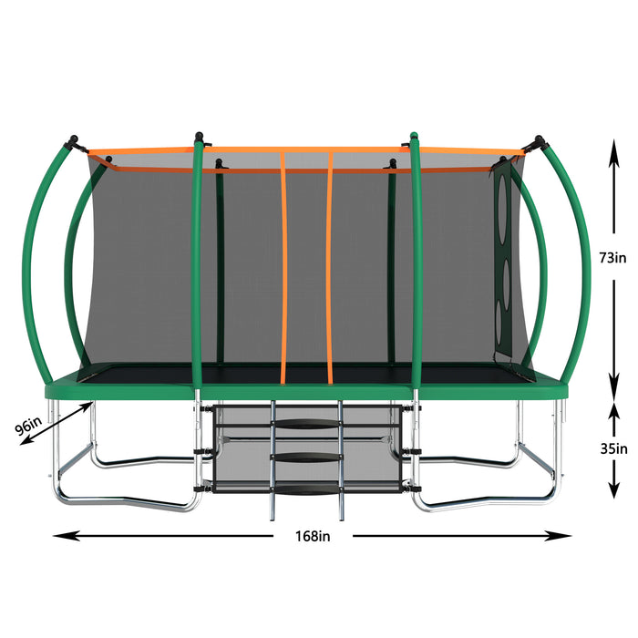 8X14FT Outdoor Square Trampolines for Kids Adults Long Rectangular Tumbling Trampoline - DTYStore
