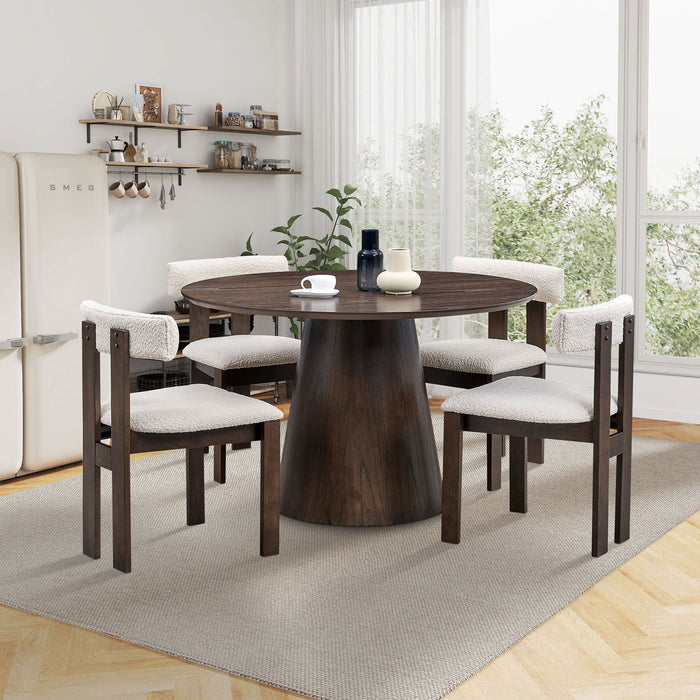 Wooden Dining Chairs Set of 2, Modern Boucle Upholstered Kitchen Side Chairs,Mid Century Modern Kitchen Chairs with Open Back Farmhouse Wooden Side Chairs for Dining Room,Living Room,Restaurant - DTYStore