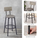 Round Bar Stool Set With Shelf, Upholstered Stool With Backrest Grey, 23.62'' W x 23.62'' D x 35.43'' H.