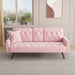 1730 Sofa Bed Armrest with Nail Head Trim with Two Cup Holders 72" Pink Velvet Sofa for Small Spaces