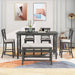 6-Piece Counter Height Dining Table Set with Shelf, 4 Chairs and Bench for Dining Room