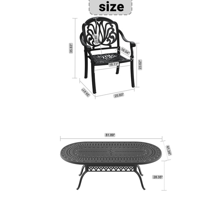 (Cushions In Random Colors)9-Piece Set Of Cast Aluminum Patio Furniture With Cushions - DTYStore