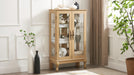 2 Doors Curio Cabinet with Tempered Glass Doors and Mirrored Back Panel, Lighted Display Cabinet for Home and Office