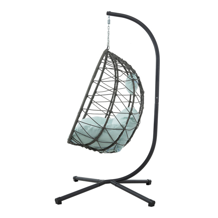 Egg Chair with Stand Indoor Outdoor Swing Chair Patio Wicker Hanging Egg Chair Hanging Basket Chair with Stand for Bedroom Living Room Balcony - DTYStore