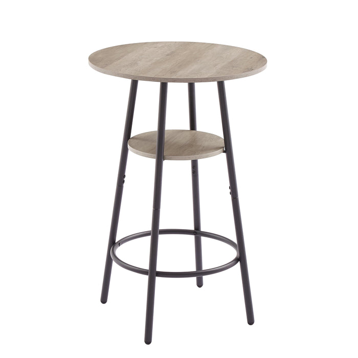 Round Bar Stool Set With Shelf, Upholstered Stool With Backrest Grey, 23.62'' W x 23.62'' D x 35.43'' H.