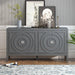 Retro Sideboard Door with Circular Groove Design and Round Metal Door Handle for Entrance, Dining Room, Living Room - DTYStore