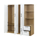 3 Door Wooden Storage Wardrobe for Dedroom with Shelves and 2 Drawers, Side Storage Shelves,White - DTYStore
