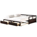 Wooden Daybed with Trundle Bed and Two Storage Drawers , Extendable Bed Daybed,Sofa Bed for Bedroom Living Room,Espresso - DTYStore